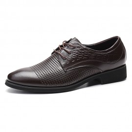 Men Hollow Out Cap Toe Pure Color Comfy Lace Up Formal Dress Shoes