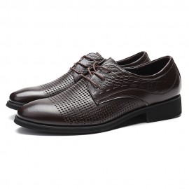 Men Hollow Out Cap Toe Pure Color Comfy Lace Up Formal Dress Shoes