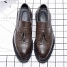 Men Carved Microfiber Leather Non-slip Slip On Brogue Casual Formal Shoes