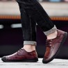 Men Classic Hand Stitching Comfy Soft Lace Up Leather Shoes