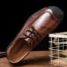 Men Classic Hand Stitching Comfy Soft Lace Up Leather Shoes