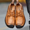 Men Classic Hand Stitching Comfy Soft Lace Up Leather Shoes