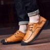 Men Classic Hand Stitching Comfy Soft Lace Up Leather Shoes