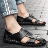 Men Soft Cow Leather Hand Stitching Casual Shoes Hollow Out Sandals