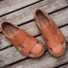 Men Soft Cow Leather Hand Stitching Casual Shoes Hollow Out Sandals