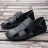 Men Soft Cow Leather Hand Stitching Casual Shoes Hollow Out Sandals