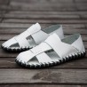 Men Soft Cow Leather Hand Stitching Casual Shoes Hollow Out Sandals