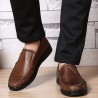 Men Hand Stitching Leather Splicing Slip On Soft Casual Shoes