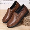 Men Hand Stitching Leather Splicing Slip On Soft Casual Shoes