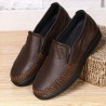 Men Hand Stitching Leather Splicing Slip On Soft Casual Shoes