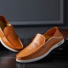 Men Hole Leather Breathable Slip Resistant Casual Driving Loafers