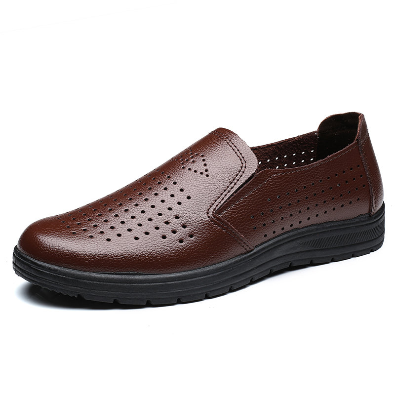 Men Hollow Out Breathable Soft Sole Slip On Casual Shoes