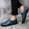 Large Size Men Hand Stitching Leather Non-slip Slip On Casual Driving Shoes