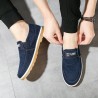 Men Pure Color Canvas Slip Resistant Slip On Soft Casual Shoes