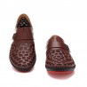 Men Leather Mesh Breathable Metal Buckle Slip Resistant Casual Shoes