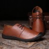 Men Pure Color Leather Anti-colision Soft Outdoor Casual Shoes