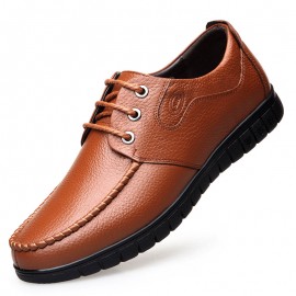 Men Classic Moc Toe Lace Up Soft Sole Casual Leather Shoes