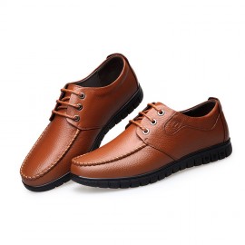 Men Classic Moc Toe Lace Up Soft Sole Casual Leather Shoes