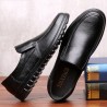 Men Pure Color Soft Sole Slip On Casual Driving Leather Shoes