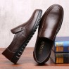 Men Pure Color Soft Sole Slip On Casual Driving Leather Shoes