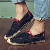 Men Linen Color Blocking Flat Sli On Breathable Espadrilles