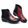 Plus Size Women Folkways Warm Genuine Leather Flowers Zippers Ankle Boots