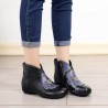 Plus Size Women Folkways Warm Genuine Leather Flowers Zippers Ankle Boots