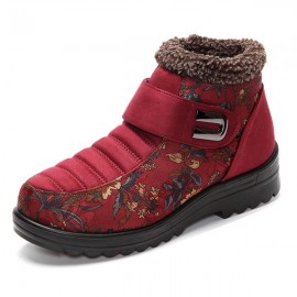 Flower Hook Loop Metal Ankle Warm Retro Platform Boots