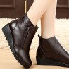 Large Size Genuine Leather Warm Lining Zipper Ankle Boots