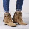 Large Size Women Casual Bohemia Beading Tassel Heigth Increasing Zipper Boots