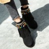 Large Size Women Casual Bohemia Beading Tassel Heigth Increasing Zipper Boots