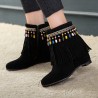 Large Size Women Casual Bohemia Beading Tassel Heigth Increasing Zipper Boots