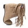 Large Size Women Casual Bohemia Beading Tassel Heigth Increasing Zipper Boots