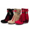 Large Size Tassel Flower Hidden Heel Boots