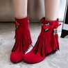 Large Size Tassel Flower Hidden Heel Boots