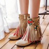 Large Size Tassel Flower Hidden Heel Boots