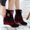 Large Size Tassel Flower Hidden Heel Boots