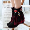 Large Size Tassel Flower Hidden Heel Boots