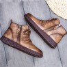 Women Vintage Soft Genuine Leather Butterfly Knot Flat Ankle Boots