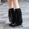 Large Size Embroidery Tassel Hidden Heel Boots