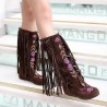 Large Size Embroidery Tassel Hidden Heel Boots