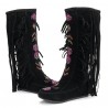 Large Size Embroidery Tassel Hidden Heel Boots