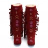 Large Size Embroidery Tassel Hidden Heel Boots