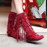 Large Size Embroidery Tassel Hidden Heel Boots