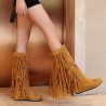 Large Size Embroidery Tassel Hidden Heel Boots