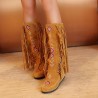 Large Size Embroidery Tassel Hidden Heel Boots