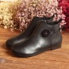 SOCOFY Genuine Leather Button Stitching Ankle Zipper Vintage Boots