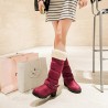 Large Size Women Buckle Fur Lined Long Boots