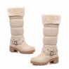 Large Size Women Buckle Fur Lined Long Boots