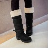 Large Size Women Buckle Fur Lined Long Boots